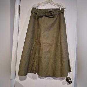 Haute Monde Sage Green A-Line Skirt with Belt